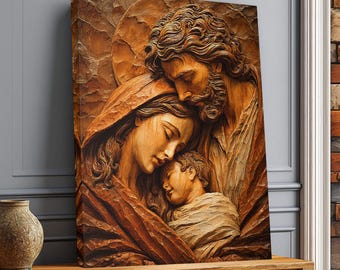 Cuadro de la Sagrada Familia – Decoración de pared con temática cristiana, pintura religiosa