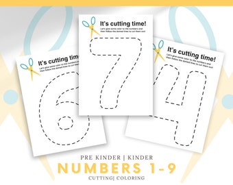 Numbers 1-9 | Printable Activity Worksheets | Cutting| Dot To Dot | Coloring| Preschool Pre-K + Kindergarten