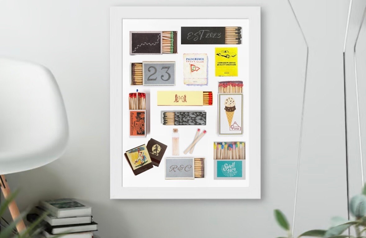 Vintage Matchbox Print, Trendy Matches Poster, Retro Matchbook Wall Art ...
