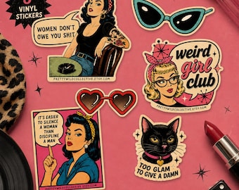 Pegatinas de Furia Femenina / Paquete de Pegatinas Actitud Atómica / Calcomanías de Vinilo con Corte Preciso