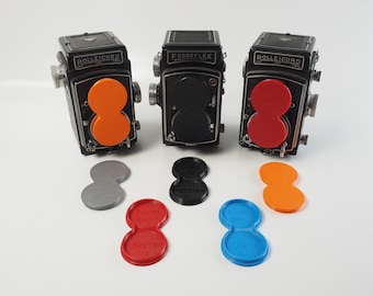 Bouchon d'objectif flexible Rollei Bay 1 TLR pour Rolleicord, Yashica Mat et autres, par Forster UK, fabriqué en UE