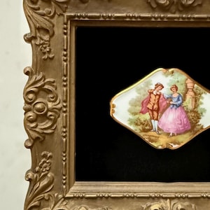 French Victorian Vintage Gold Ornate Fragonard Porcelain Frame Art Wall Decor