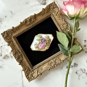 French Victorian Vintage Gold Ornate Fragonard Porcelain Frame Wall Decor