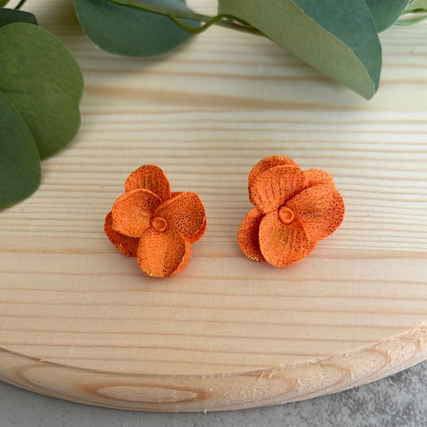 Sparkle stud earrings flower stud earrings large stud earrings polymer clay stud earrings