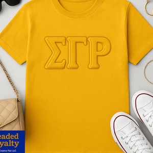 Camiseta con letras 3D de Sigma Gamma Rho / Ropa de hermandad con licencia / Bordado