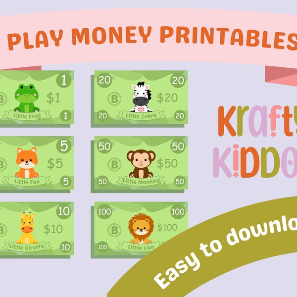 Pretend Play Money | Digital Download | Print and Cut Yourself | Learning to Count Money | Reward System