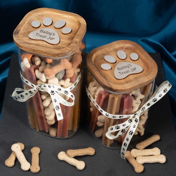 Gepersonaliseerde traktatiepot voor huisdier, kerstcadeau, honden- of kattensnackpot