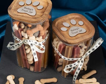 Tarro de golosinas personalizado para mascotas, regalo para mascotas, tarro de snacks para perros o gatos