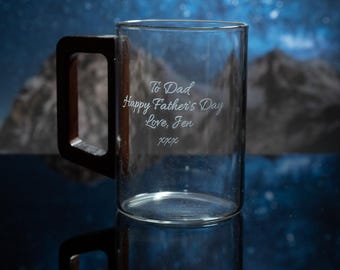 Taza de vidrio personalizada, taza de vidrio grabada, taza de café personalizada, regalo para padrinos de boda, regalo de cumpleaños para hombres, regalo de jubilación