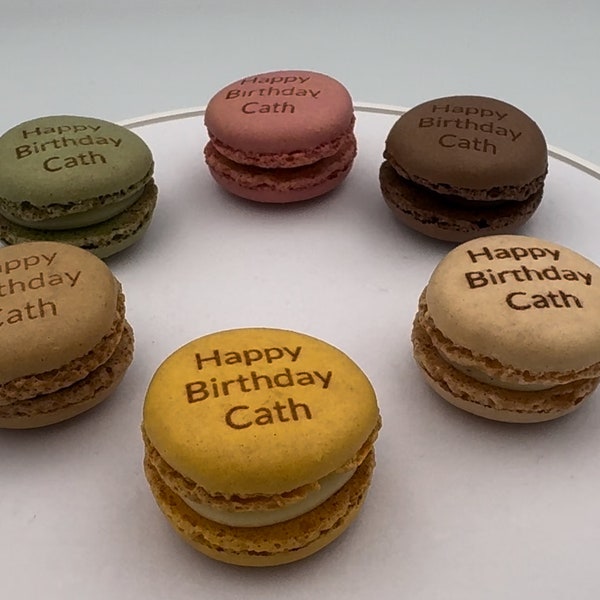 Macarons personnalisés, anniversaires, mariages, fête des pères, fête des mères, mariages et cadeaux de mariage, idées cadeaux, cadeau unique