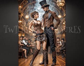 Steampunk Dance Poster: Vintage Victorian Home Decor Art