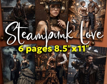 Steampunk Love Art Prints: Victorian Romance, Aviation Pilot (Digital Download)