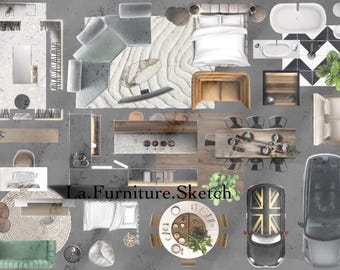 Procreate Interior Design Kit | 2D Furniture PNGs (Digital Download)