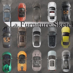 Bilvy ovanifrån PNG | 2D-platsplanresurser (digital nedladdning)