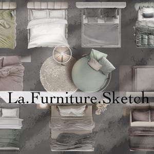 Procreate sovrumsmöbler PNG | 2D-material ovanifrån (digital nedladdning)