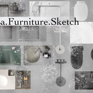 Moderna badrumsarmaturer PNG | Möbler ovanifrån för Procreate-planritningar (digital nedladdning)