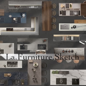 Procreate köksmöbler PNG | 2D-planritningsresurser (digital nedladdning)