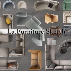 Vardagsrumsmöbler ovanifrån PNG | Procreate Planritning Möbler | 2D Inredningstillgångar