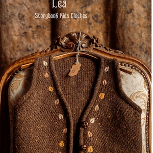 100% merinowol geborduurd bosvest, handgebreid vest, gilet, mouwloos jack, vintage/retro fotografierekwisieten baby, kindercadeaus