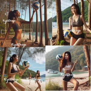 VOLEYBOL OYNAYAN KADINLAR 177 foto güzel mükemmel kızlar yapay zeka ile yapılmış harika fotoğrafları burada digital baskı tshırt kupa baskı