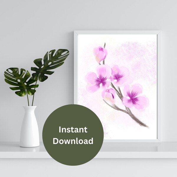 Printable Floral Art for Nursery | Cherry Blossom Wall Art | Watercolor Floral | Printable Wall Art | Wall Decor | Floral Art | Sakura