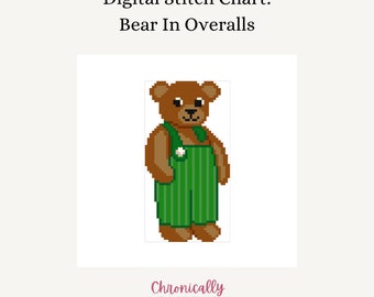 Bear In Overalls - Digital Needlepoint Stitch Chart