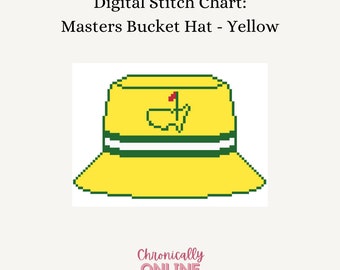 Masters Yellow Bucket Hat - Digital Needlepoint Stitch Chart