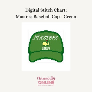 Boné de beisebol Masters Green - Gráfico de ponto digital Needlepoint