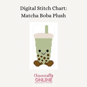 Matcha Boba Plush - Digital Needlepoint Stitch Chart