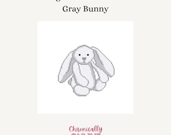 Gray Stuffed Bunny - Digital Needlepoint Stitch Chart