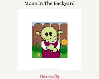 Mona In Nanalan Backyard - Digital Needlepoint Stitch Chart - 18 mesh