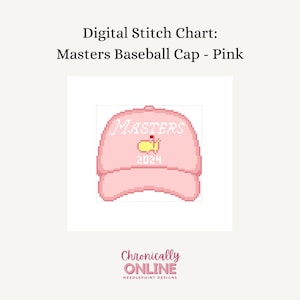 Boné de beisebol rosa Masters - Gráfico de ponto digital Needlepoint