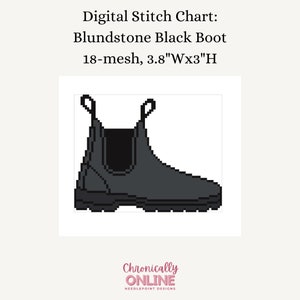 Blundstone Black Boot - Needlepoint Digital Stitch Chart