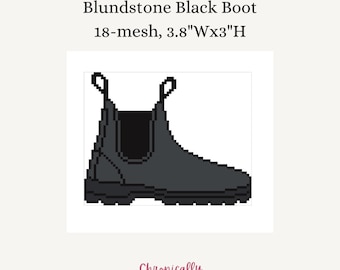 Blundstone Black Boot - Needlepoint Digital Stitch Chart