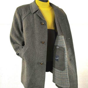 Sobretudo de lã pura Tweed masculino / Casaco clássico alemão vintage dos anos 70, tamanho grande