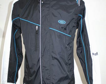 Retro Raiski DRYMAXX Hooded Jacket: Black White Skiing Raincoat, S/M