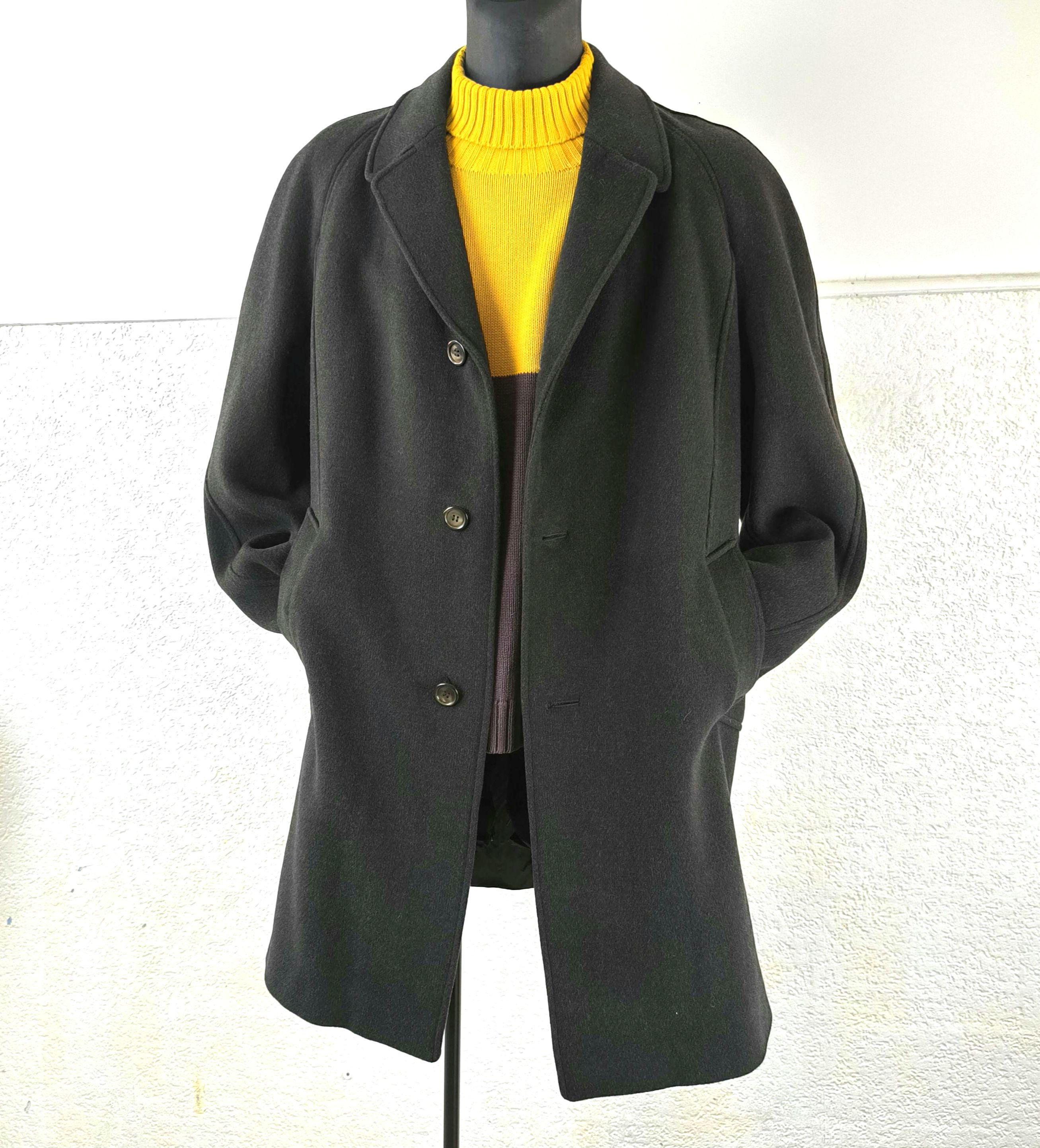 【美品】semoh” Italian Wool Old Coat Black” Thick 60s Vintage Italian Overcoat / Black Pure Wool Classic