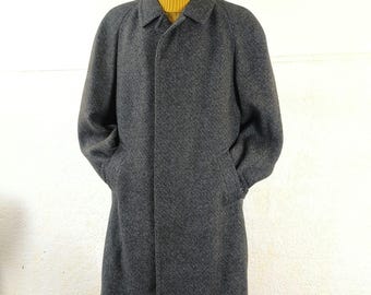 Vintage KYNOCH Tweed Wool overcoat / Gray Lined Winter Loden Coat, 52 M/L men