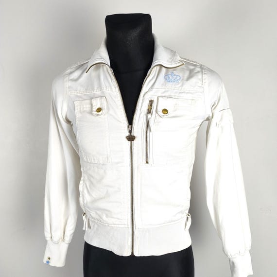 Chaqueta retro con cremallera recortada blanca vintage de Adidas