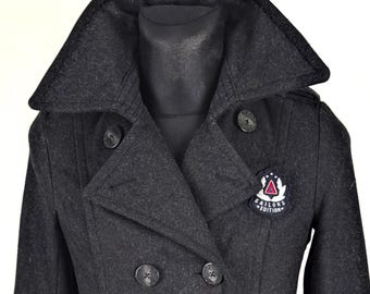 Abrigo de lana Gaastra: Blazer náutico vintage cruzado con logotipo y emblema, talla S/M