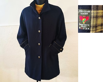 Alpaca coat, Loden coat, Vintage Overcoat Women, Navy Wool coat, Elegant coat, Wool Coat for Women, Gift for her, 80s VTG, wool coat M BAUER