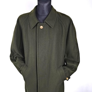 Vintage Royal Portugal Wool Overcoat: 70s Khaki Brown Tweed, Size Medium