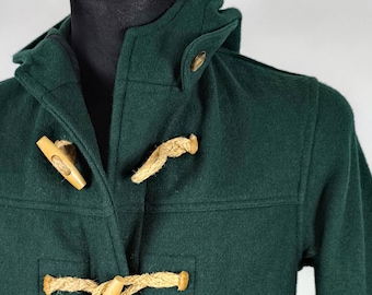 Vintage Duffle Coat Green Woolen Hooded /  Fidelity USA Loden Winter Overcoat, Medium Women