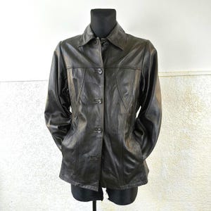 Veste festival suédoise en cuir souple des années 80 / blazer SAKI marron pour femme, taille Medium