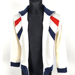 70er Jahre Deutsche Retro Festival Jacke, Weiß Rot Marine Ski Softshell Geschenk, Medium Unisex