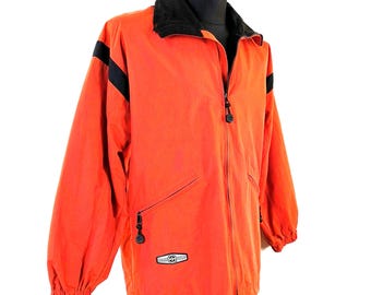 Norway Sailing Skiing Jacket: Vintage Red Black Oversized Raincoat, S M