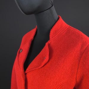 Boiled Wool Cropped Mod Blazer: VINTAGE Red Jacket Germany, L women
