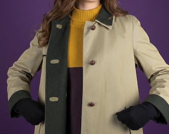 Vintage 80s Austria Trench Coat: Camel Beige Padded Overcoat, size M Women