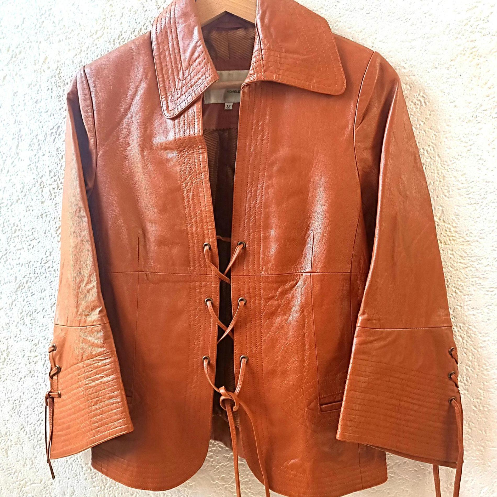 70s Orange Tan Leather Jacket: Vintage Boho Hippy Festival Old