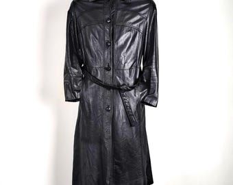 70s】Euro Vintage All Leather TrenchCoat Vintage 1970's Full